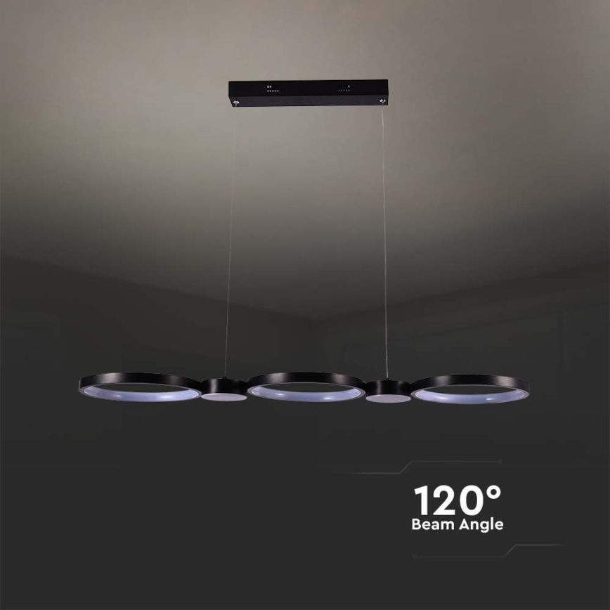 LED Lustra ar auklu LED/38W/230V 4000K melna