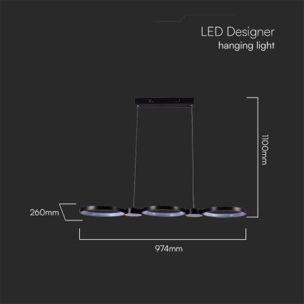 LED Lustra ar auklu LED/38W/230V 4000K melna