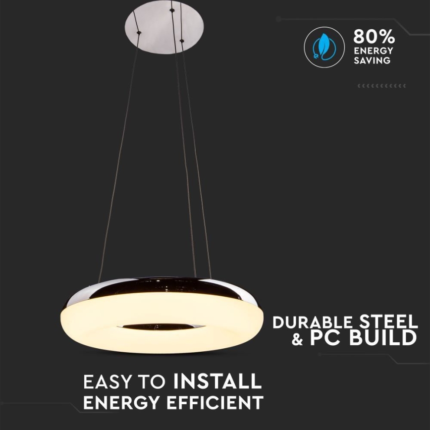 LED Lustra ar auklu LED/40W/230V 3000K d. 40 cm spīdīgi hromēts