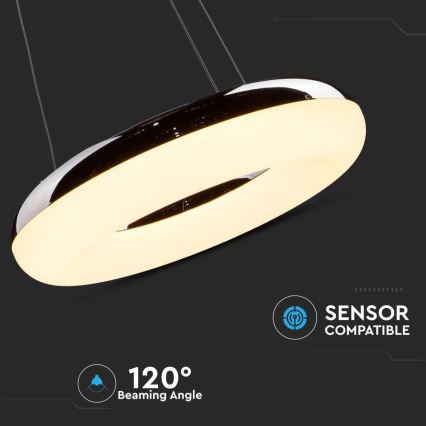 LED Lustra ar auklu LED/40W/230V 3000K d. 40 cm spīdīgi hromēts