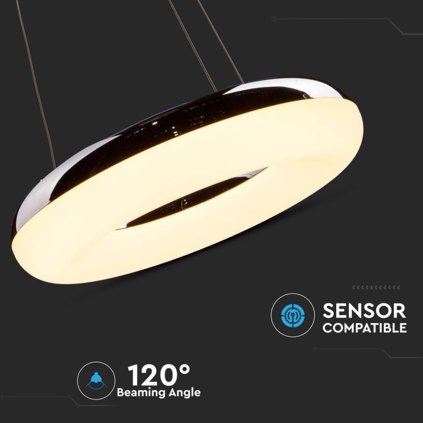 LED Lustra ar auklu LED/40W/230V 3000K d. 40 cm spīdīgi hromēts