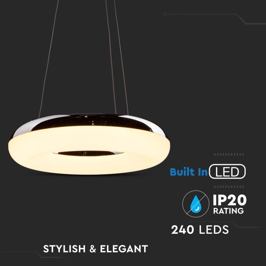 LED Lustra ar auklu LED/40W/230V 3000K d. 40 cm spīdīgi hromēts