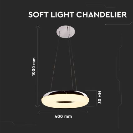 LED Lustra ar auklu LED/40W/230V 3000K d. 40 cm spīdīgi hromēts
