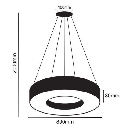LED Lustra ar auklu LED/40W/230V 4000K d. 80 cm