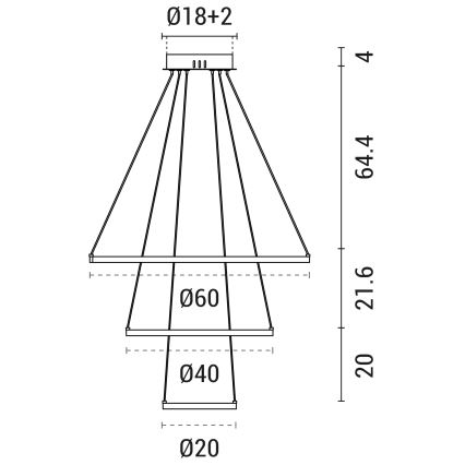 LED Lustra ar auklu LED/42W/230V 3000K melna