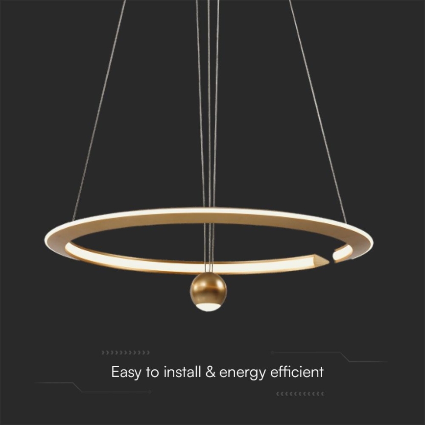 LED Lustra ar auklu LED/45W/230V 4000K d. 62 cm zelta