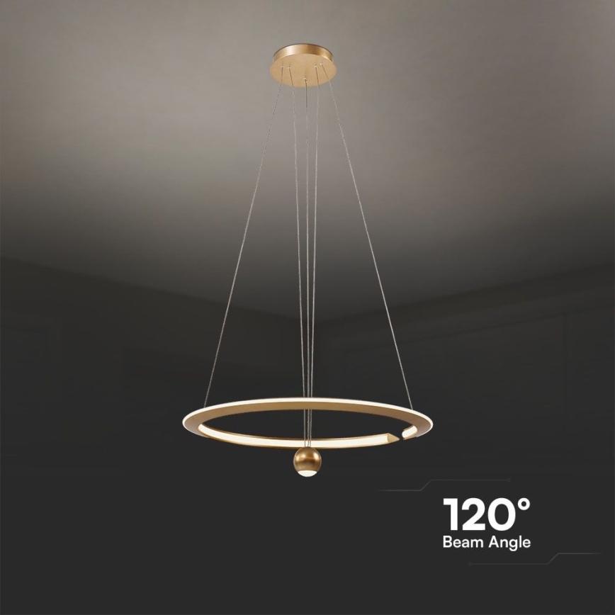LED Lustra ar auklu LED/45W/230V 4000K d. 62 cm zelta