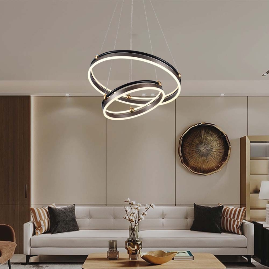 LED Lustra ar auklu LED/50W/230V 3000K d. 62 cm brūna