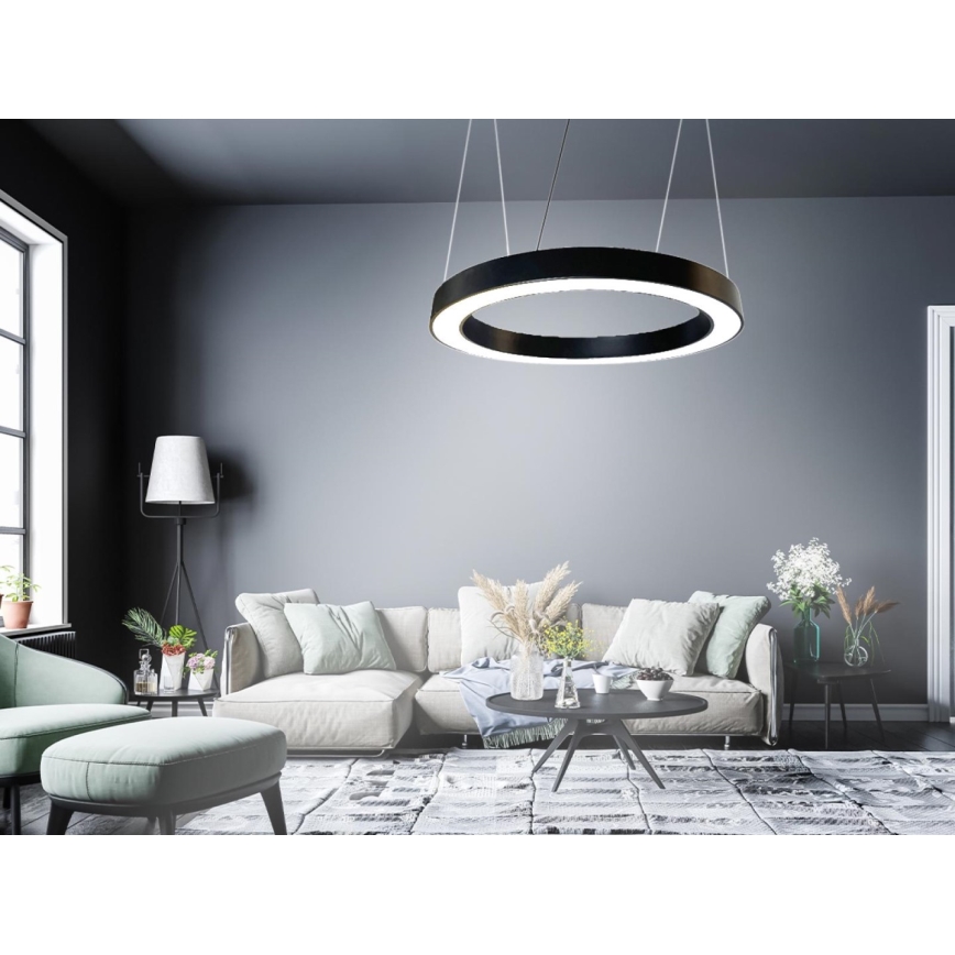 LED Lustra ar auklu LED/50W/230V 4000K d. 100 cm melna