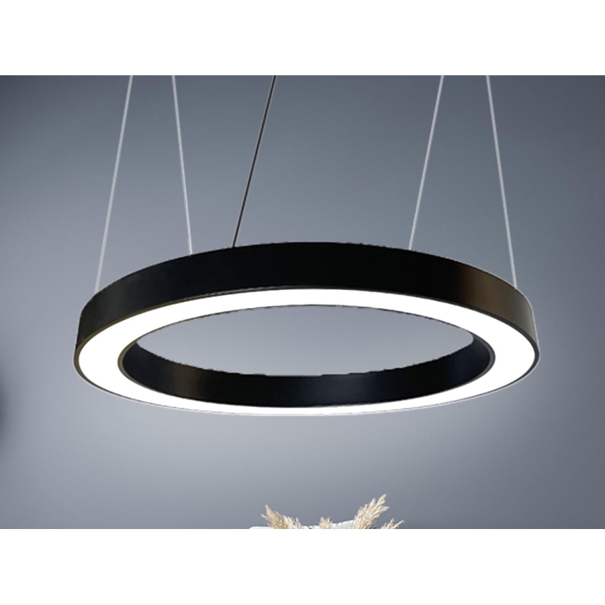LED Lustra ar auklu LED/50W/230V 4000K d. 100 cm melna