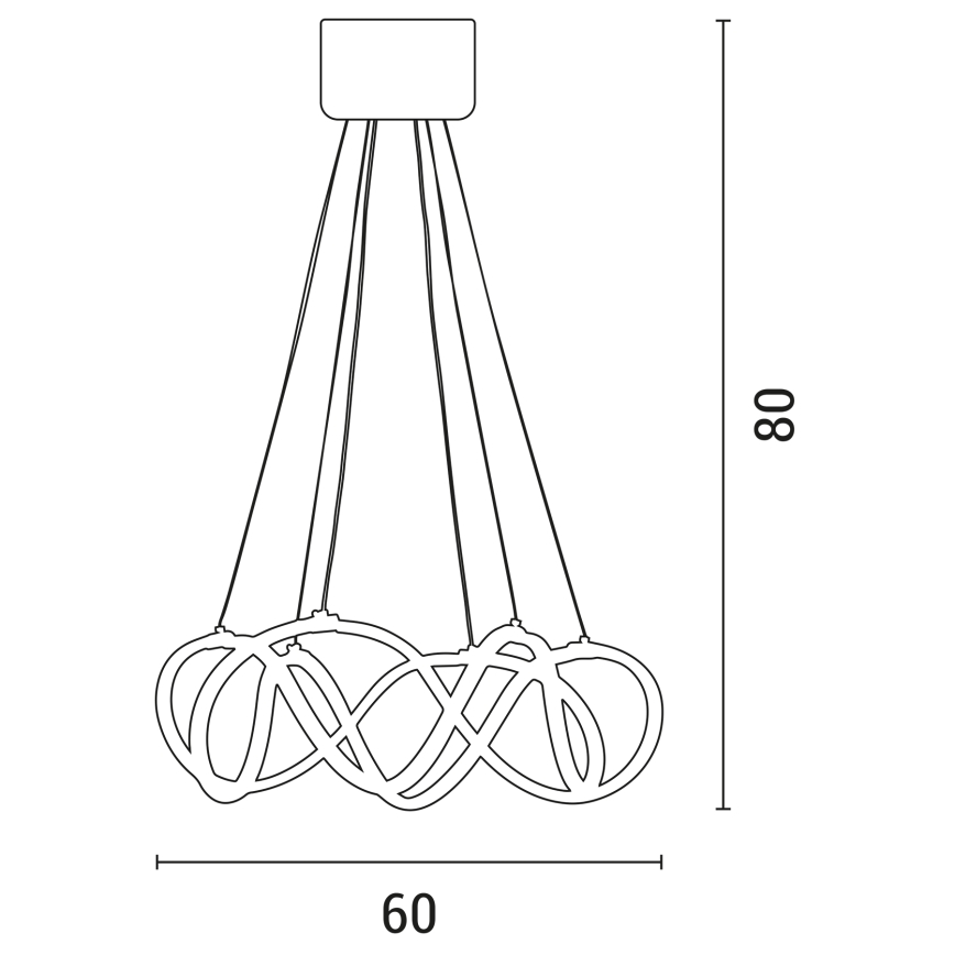 LED Lustra ar auklu LED/54W/230V 3000/4000/6000K zelta