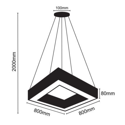 LED Lustra ar auklu LED/55W/230V 4000K 80x80 cm