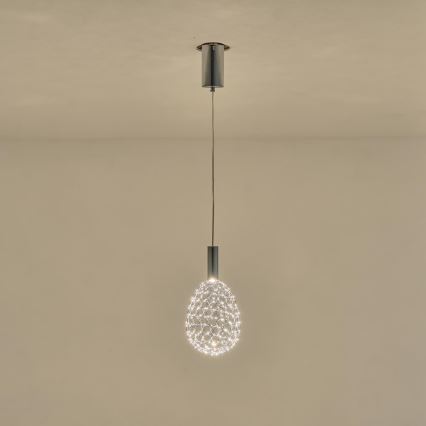 LED Lustra ar auklu LED/6,3W/230V 3000K spīdīgi hromēts d. 14 cm