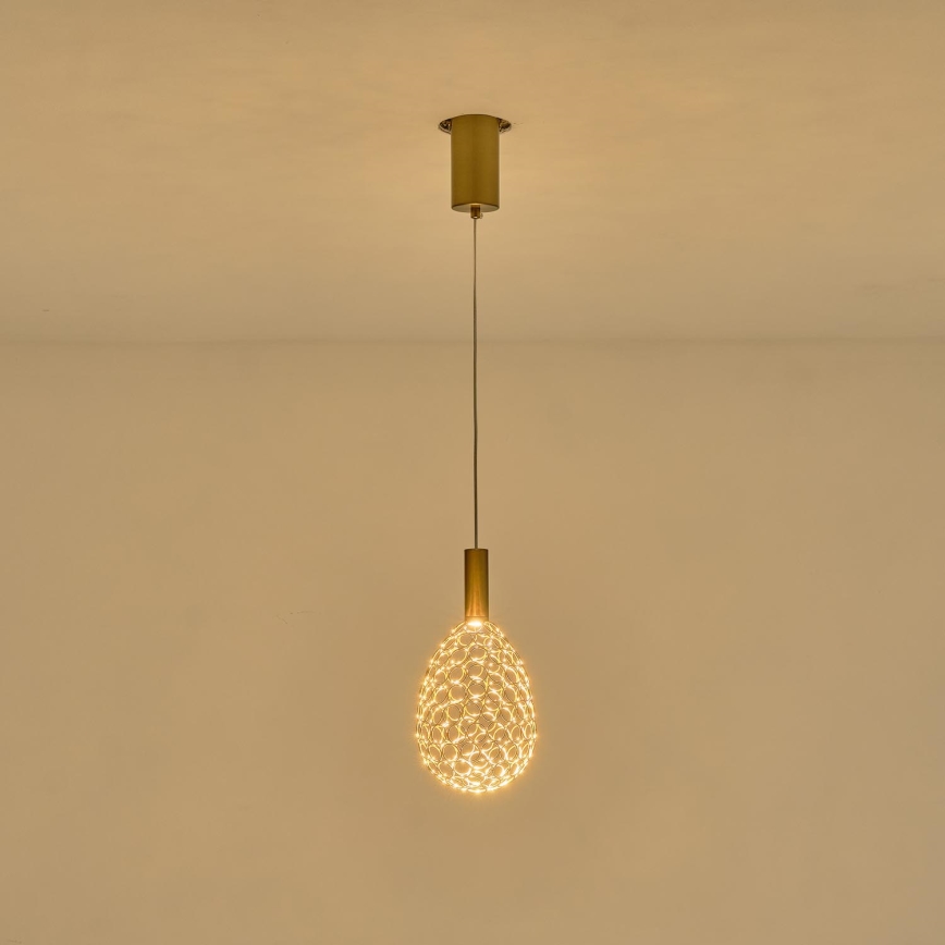 LED Lustra ar auklu LED/6,3W/230V 3000K zelta d. 14 cm