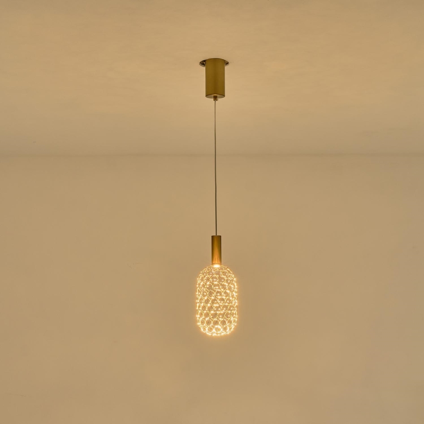 LED Lustra ar auklu LED/6,3W/230V 3000K zelta d. 20 cm