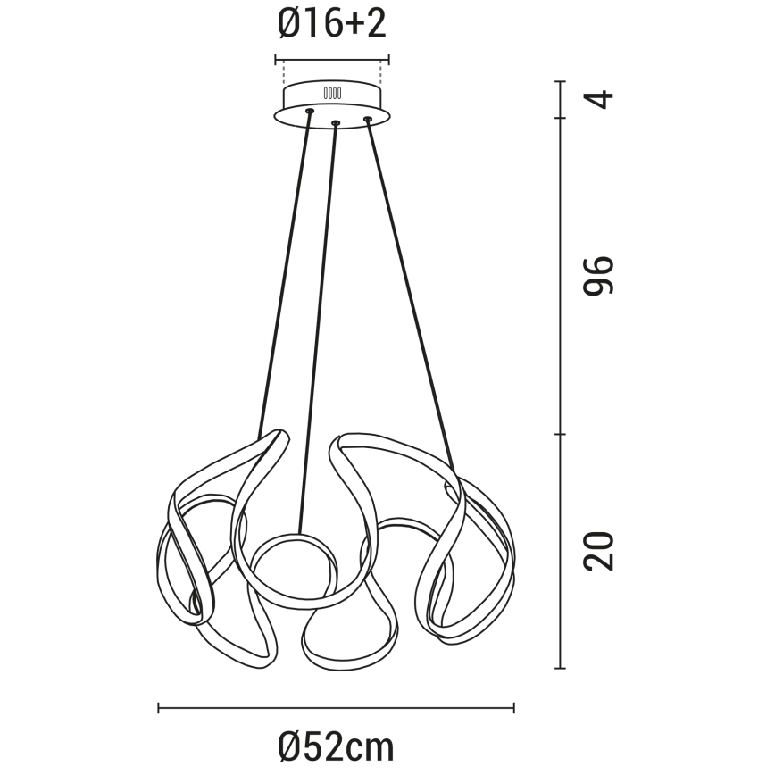 LED Lustra ar auklu LED/60W/230V 3000K melna