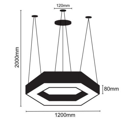 LED Lustra ar auklu LED/60W/230V 4000K d. 120 cm