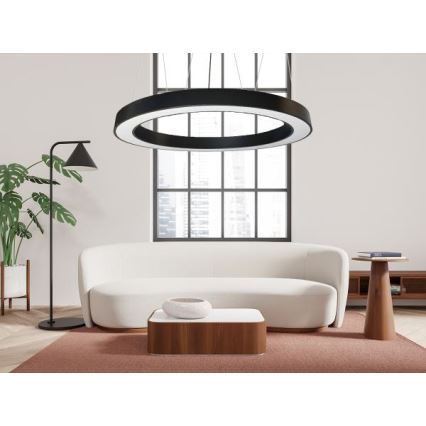 LED Lustra ar auklu LED/60W/230V 4000K d. 120 cm melna