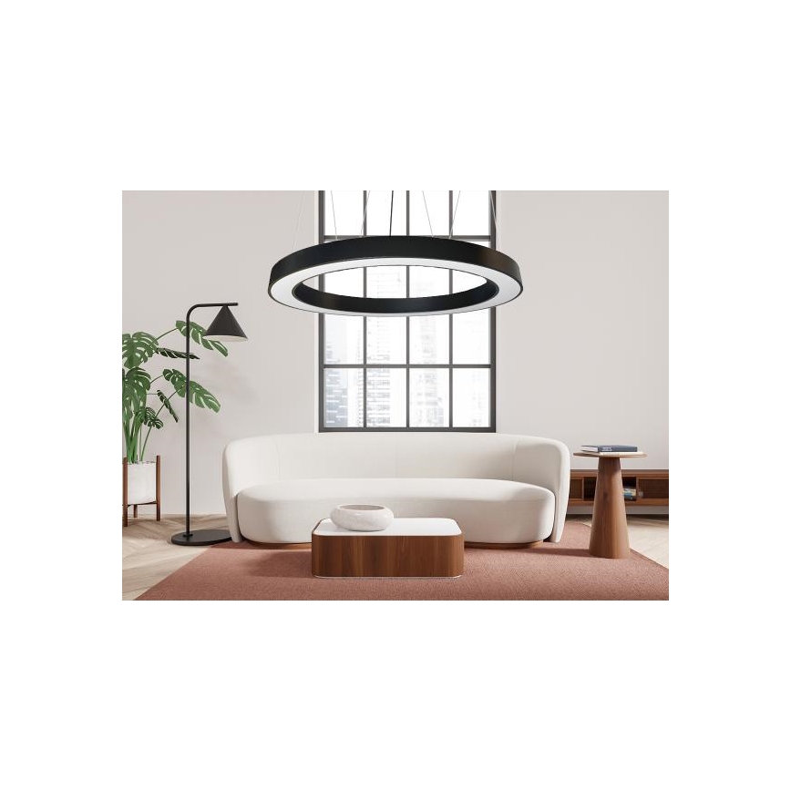 LED Lustra ar auklu LED/60W/230V 4000K d. 120 cm melna