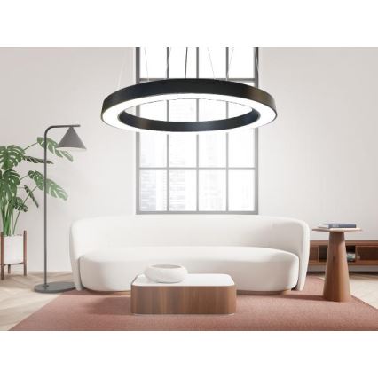 LED Lustra ar auklu LED/60W/230V 4000K d. 120 cm melna