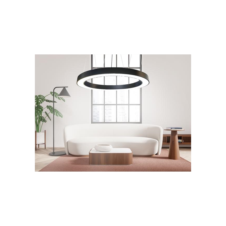 LED Lustra ar auklu LED/60W/230V 4000K d. 120 cm melna
