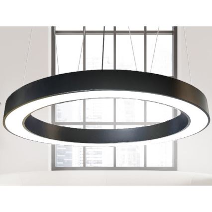 LED Lustra ar auklu LED/60W/230V 4000K d. 120 cm melna