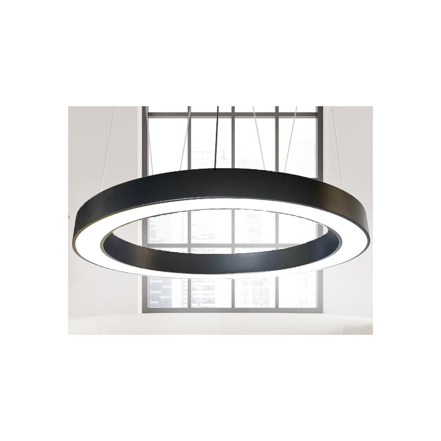 LED Lustra ar auklu LED/60W/230V 4000K d. 120 cm melna