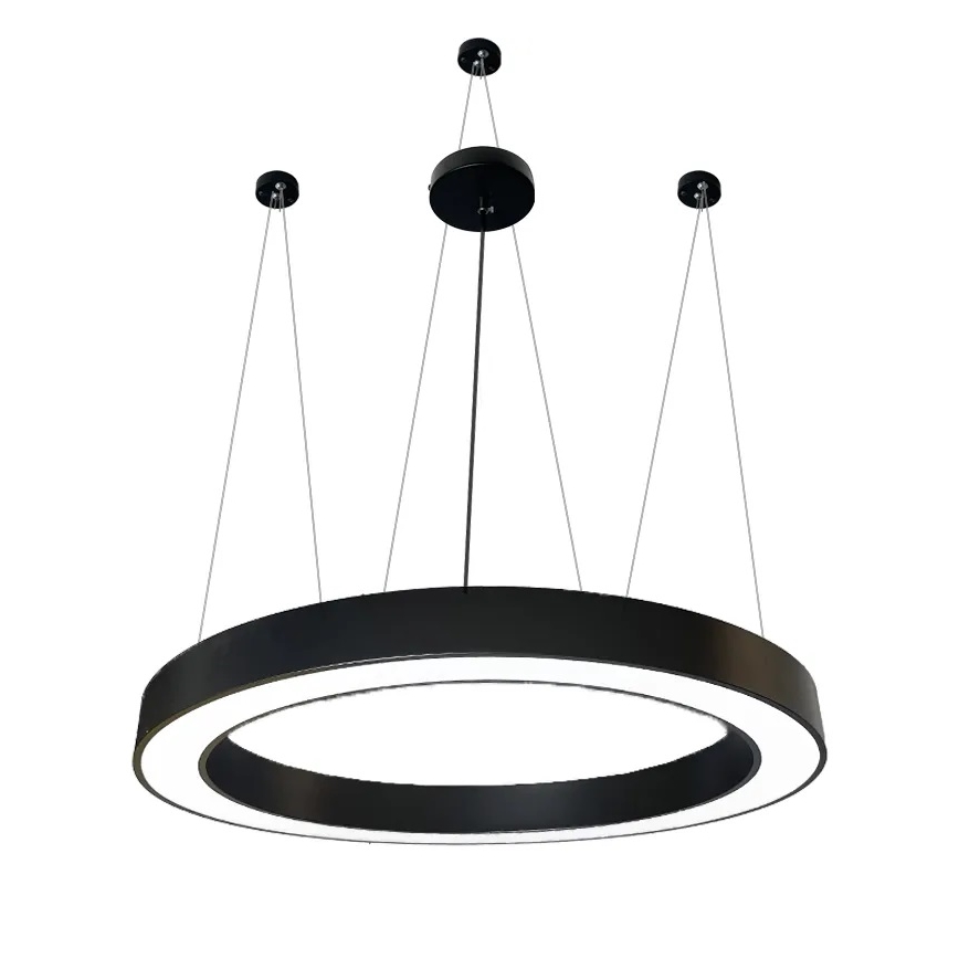 LED Lustra ar auklu LED/60W/230V 4000K d. 120 cm melna