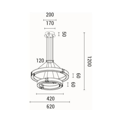 LED Lustra ar auklu LED/62W/230V 3000K 62x120 cm