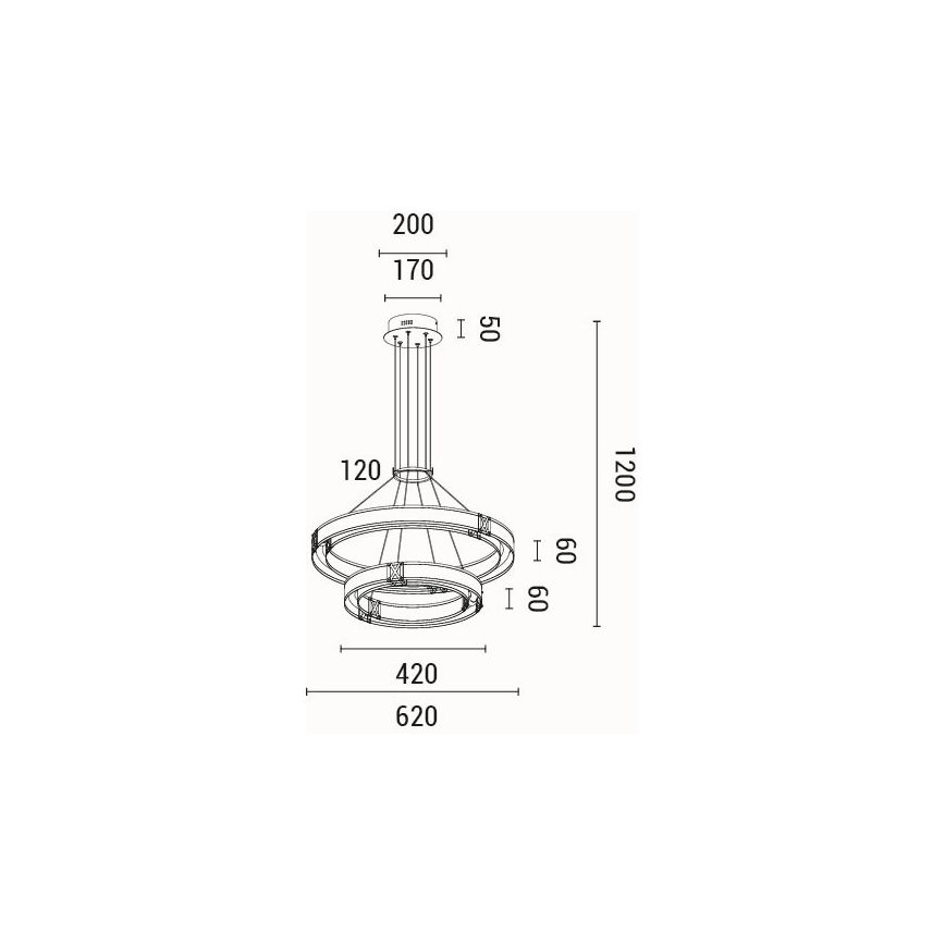 LED Lustra ar auklu LED/62W/230V 3000K 62x120 cm