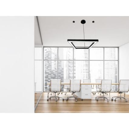 LED Lustra ar auklu LED/70W/230V 4000K 100x100 cm melna