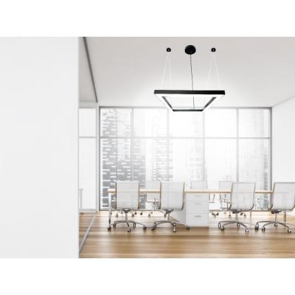 LED Lustra ar auklu LED/70W/230V 4000K 100x100 cm melna