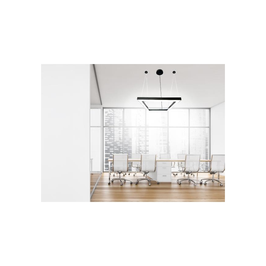 LED Lustra ar auklu LED/70W/230V 4000K 100x100 cm melna