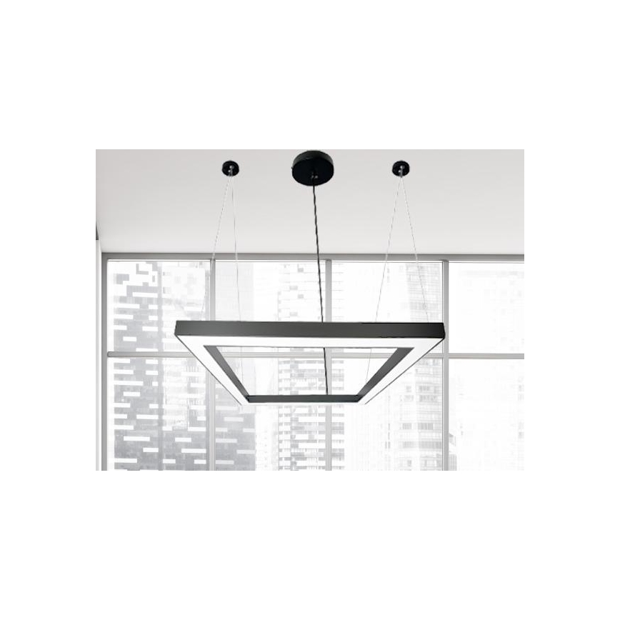 LED Lustra ar auklu LED/70W/230V 4000K 100x100 cm melna