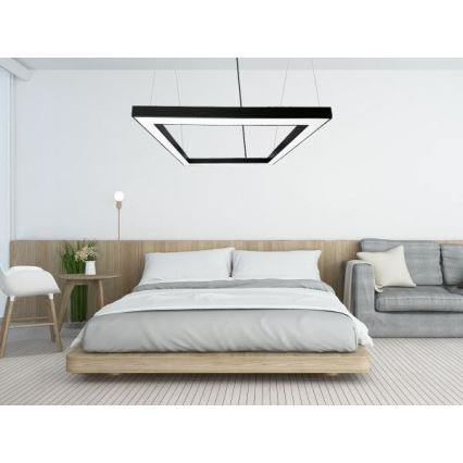 LED Lustra ar auklu LED/80W/230V 4000K 120x120 cm melna