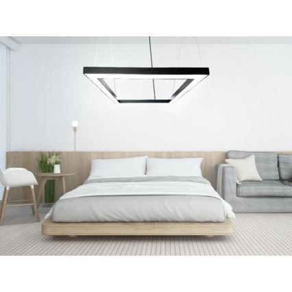 LED Lustra ar auklu LED/80W/230V 4000K 120x120 cm melna