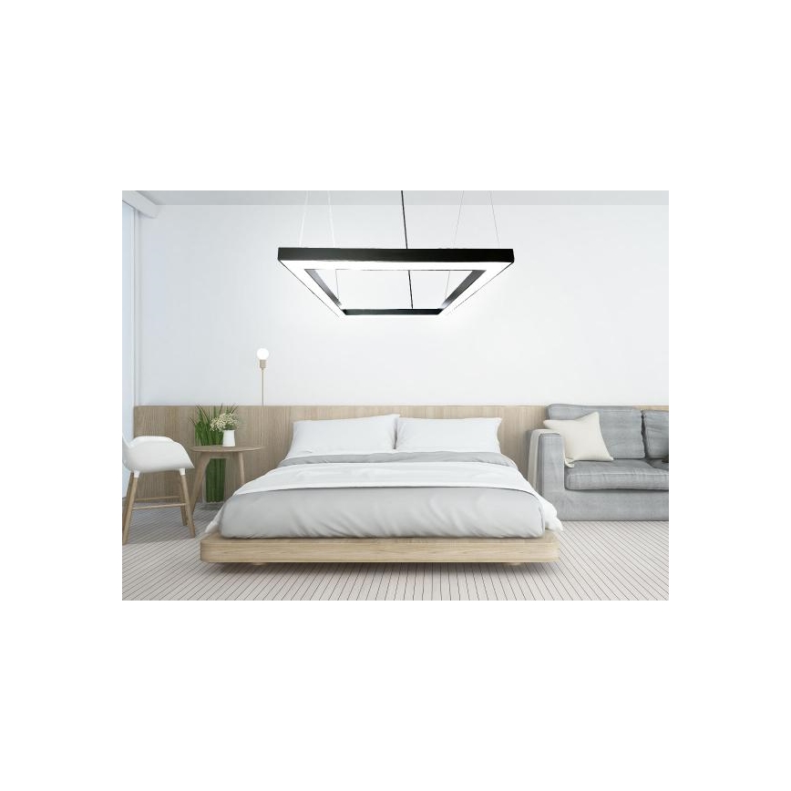 LED Lustra ar auklu LED/80W/230V 4000K 120x120 cm melna