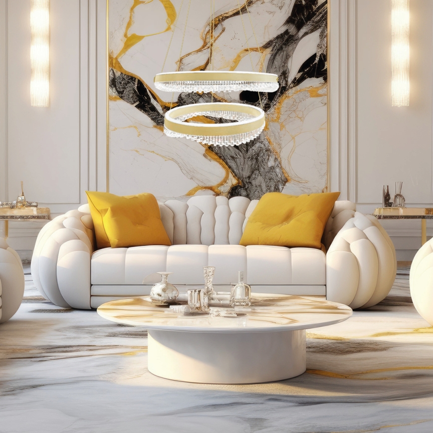 LED Lustra ar auklu LED/85W/230V d. 60 cm zelta
