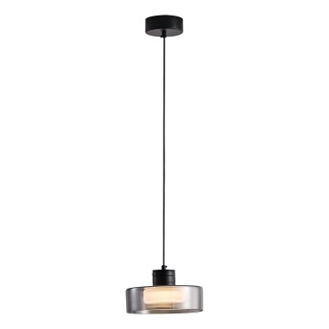 LED Lustra ar auklu LED/8W/230V 3000K melna/dūmakains pr. 20 cm