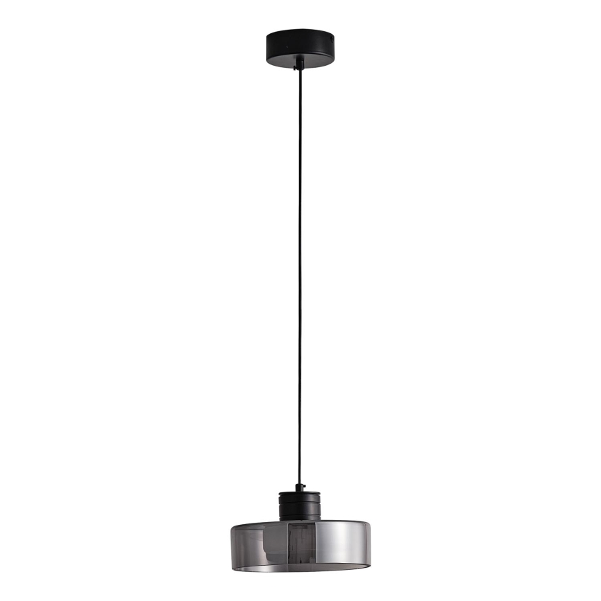 LED Lustra ar auklu LED/8W/230V 3000K melna/dūmakains pr. 20 cm