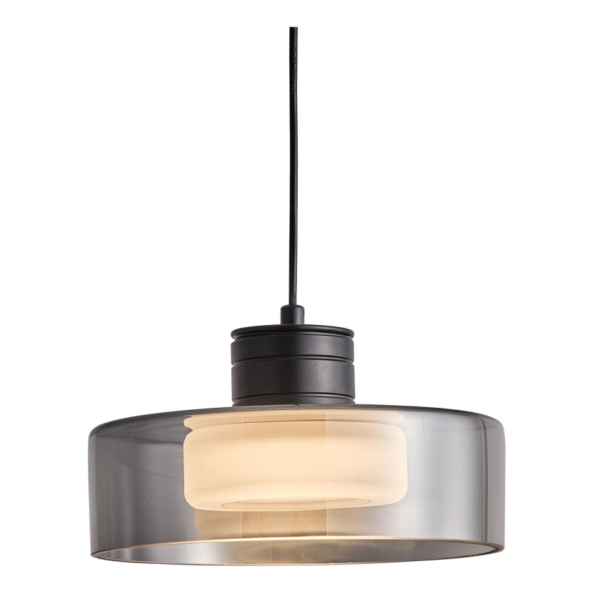 LED Lustra ar auklu LED/8W/230V 3000K melna/dūmakains pr. 20 cm