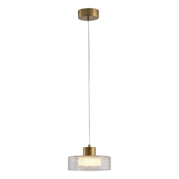 LED Lustra ar auklu LED/8W/230V 3000K zelta/caurspīdīga pr. 20 cm