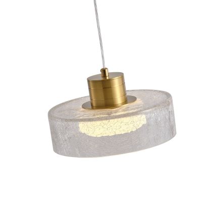 LED Lustra ar auklu LED/8W/230V 3000K zelta/caurspīdīga pr. 20 cm
