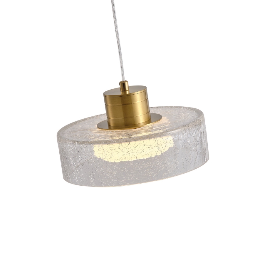 LED Lustra ar auklu LED/8W/230V 3000K zelta/caurspīdīga pr. 20 cm
