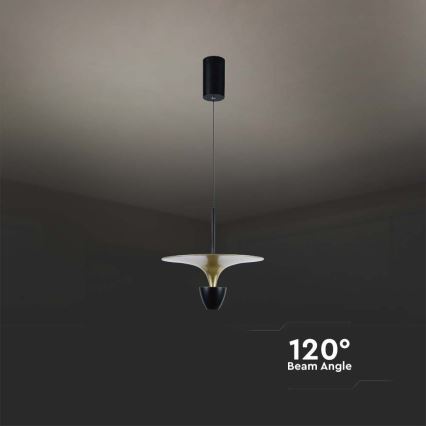 LED Lustra ar auklu LED/9W/230V 4000K melna/zelta