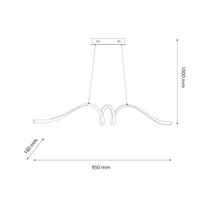 LED Lustra ar auklu LOOP LED/28W/230V melna