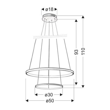 LED lustra ar auklu LUNE LED/40W/230V