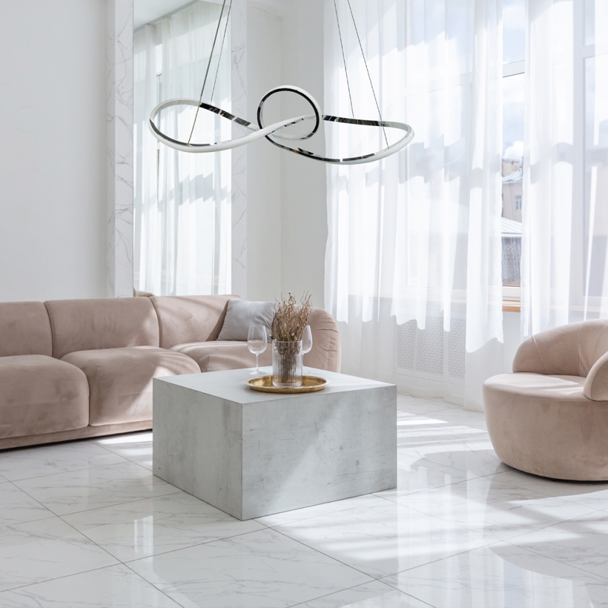 LED Lustra ar auklu MARCO LED/42W/230V spīdīgi hromēts