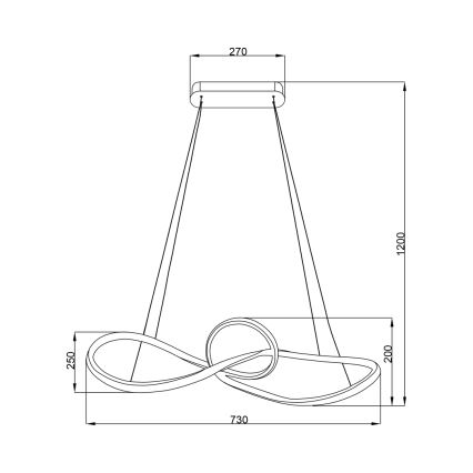LED Lustra ar auklu MARCO LED/42W/230V spīdīgi hromēts