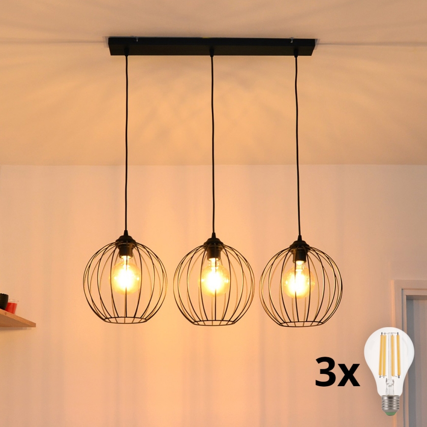 LED Lustra ar auklu MERCURE 3xE27/15W/230V